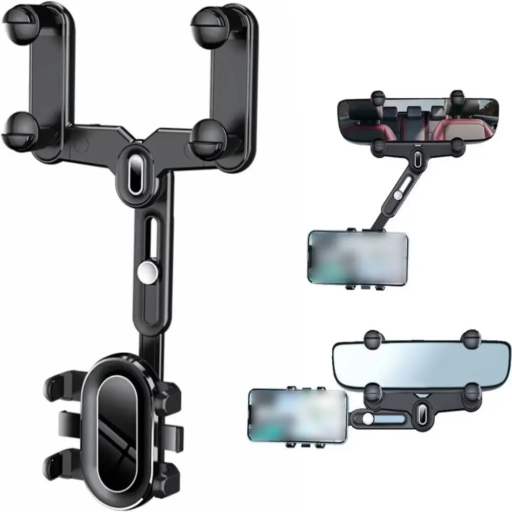 

Foldable Telescopic Car Phone Holder 360 Rotating Flexible Rearview Mirror Phone Mount Bracket Stable Adjustable