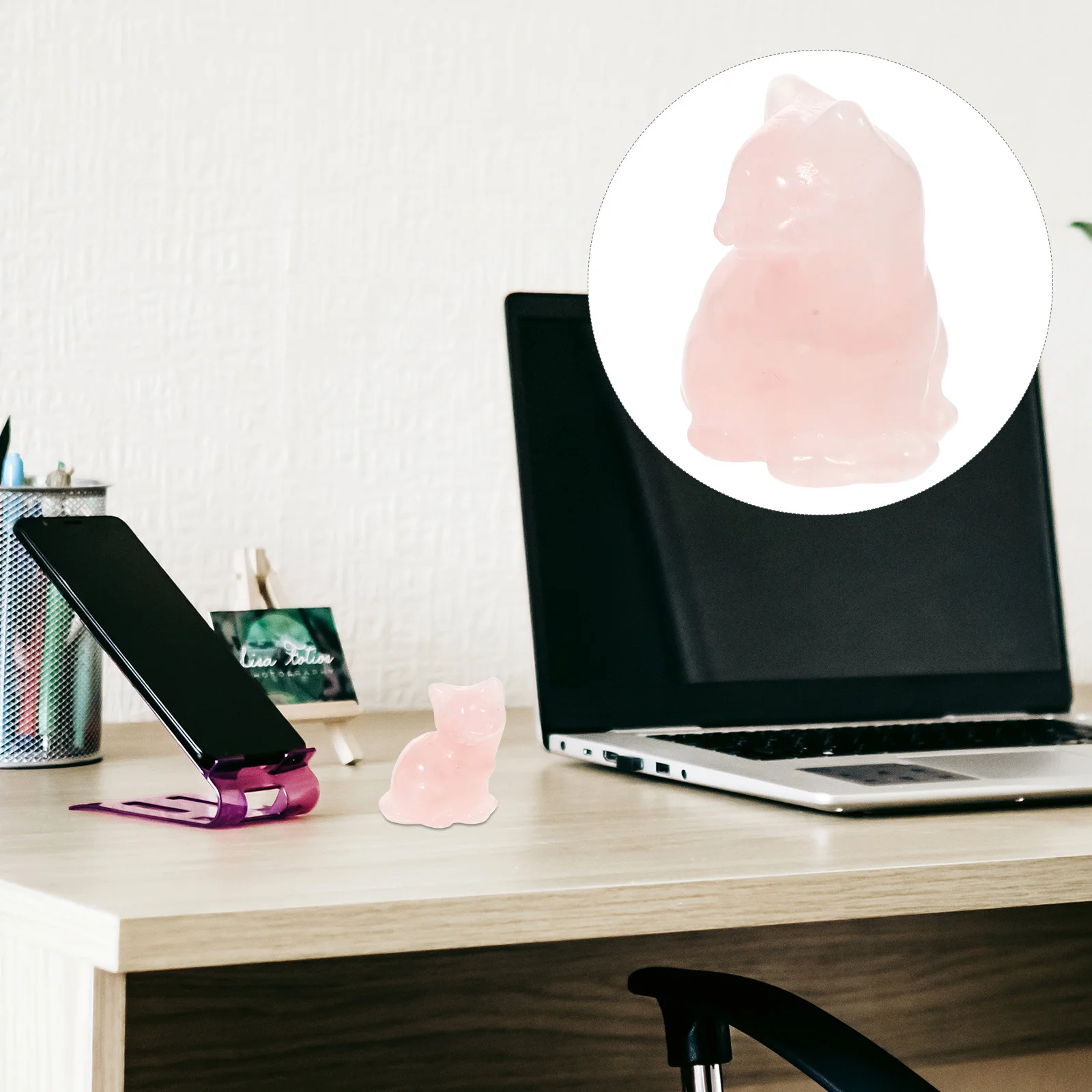 รูปปั้นแมวคริสตัลขนาดเล็ก ดีไซน์ลูกแมวน่ารักเหมือนจริง สำหรับตกแต่งโต๊ะในบ้าน สัญลักษณ์แห่งโชคลาภ แข็งแรง ไม่ล้มง่าย