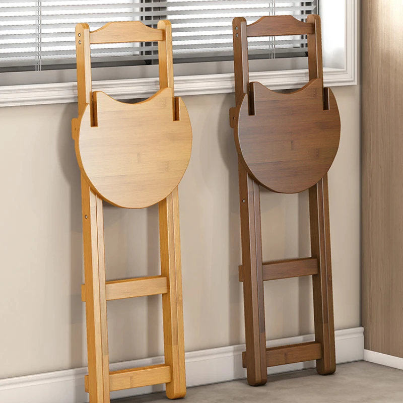 Simple Dining Chair  Art Student Dormitory Stool Multi-functional High Stool Bamboo Foldable Bar Chair for Versatile Use