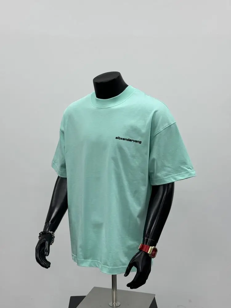 

2025 Summer New American Trend Brand round Ne Pure Cotton 3D Letter Versatile ort Sve ex een T-irt Casual Sle