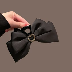 New Fashion Korean Style Plastic Black Large Bows Hair Grab Clip Elegant Ponytail Crab Clip For Ladies Women's Headdress