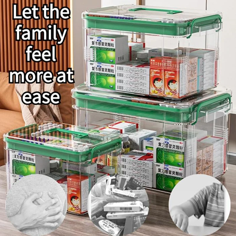 Large Capacity Double-Layer Medicine Organizer Box Waterproof Transparent Storage for Home Travel Easy Access And Visibility