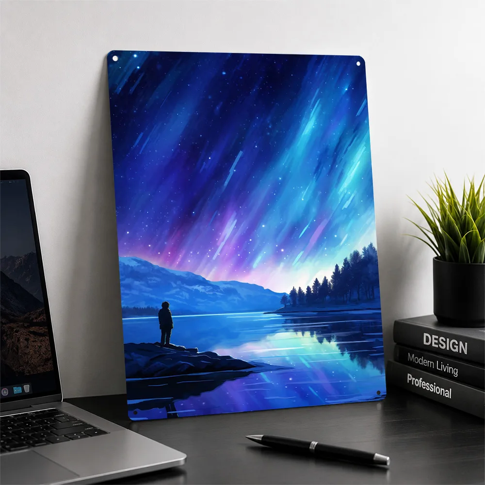 Anime Polar Light Poster Retro 3D Printed Metal Signs Customized Wall Hanging Gift for Home Decor Living Room Article Decoration