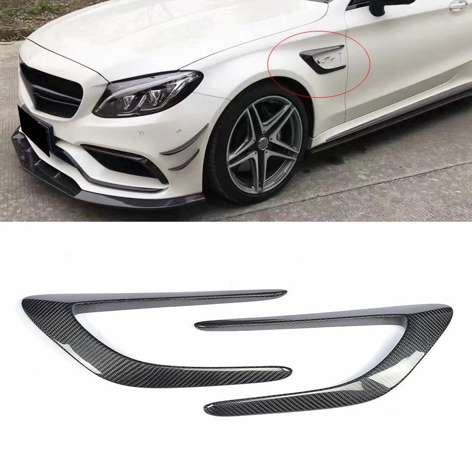 Carbon Fiber Front Side Air Intake Vent Fins for Mercedes Benz W205 C63 AMG 4Door 2015-18