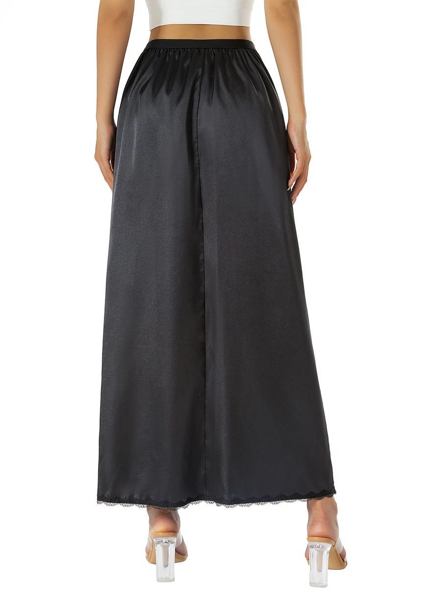 نصف زلق طويل تحت تنورة للنساء ، خصر مرن ، بطانة داخلية ، أحادي اللون ، أسود ، أبيض ، أصفر ، موضة ، 25 #2