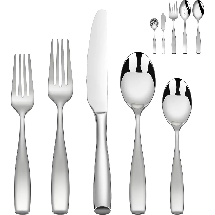 

45Piece Stainless Steel Silverware Set for 8 18 10 Flatware With Serving Utensil Heavy Duty Silverware Set Mirror Polish High E