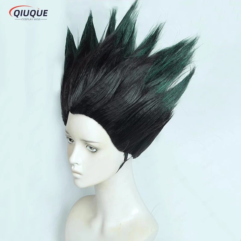 Anime Gon Freecss Cosplay Wig Short Black Green Heat Resistant Synthetic Hair Party Role Play Wigs + Wig Cap