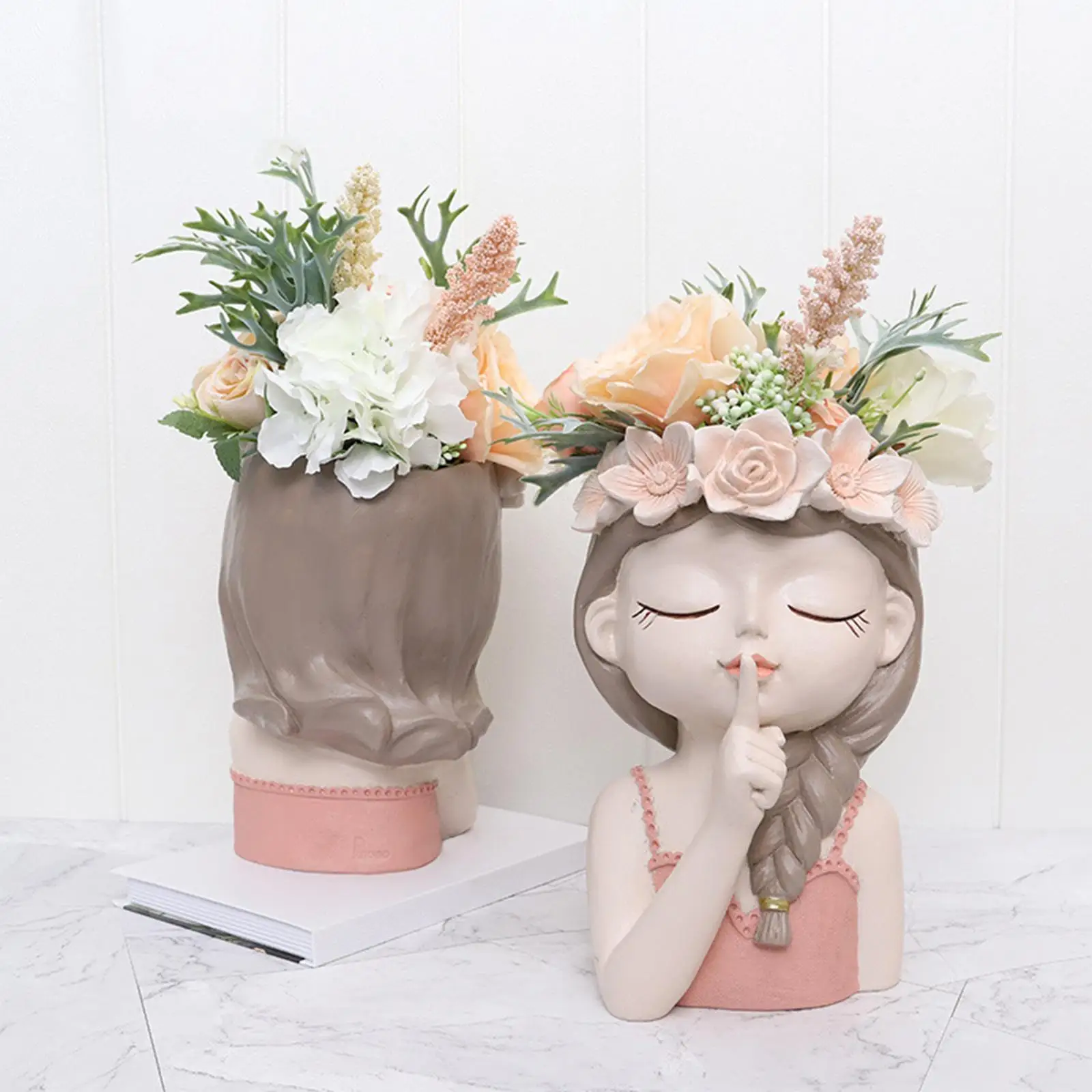 Female Portrait Resin Succulent Pots Mini Cactus Vase Desk Decorations