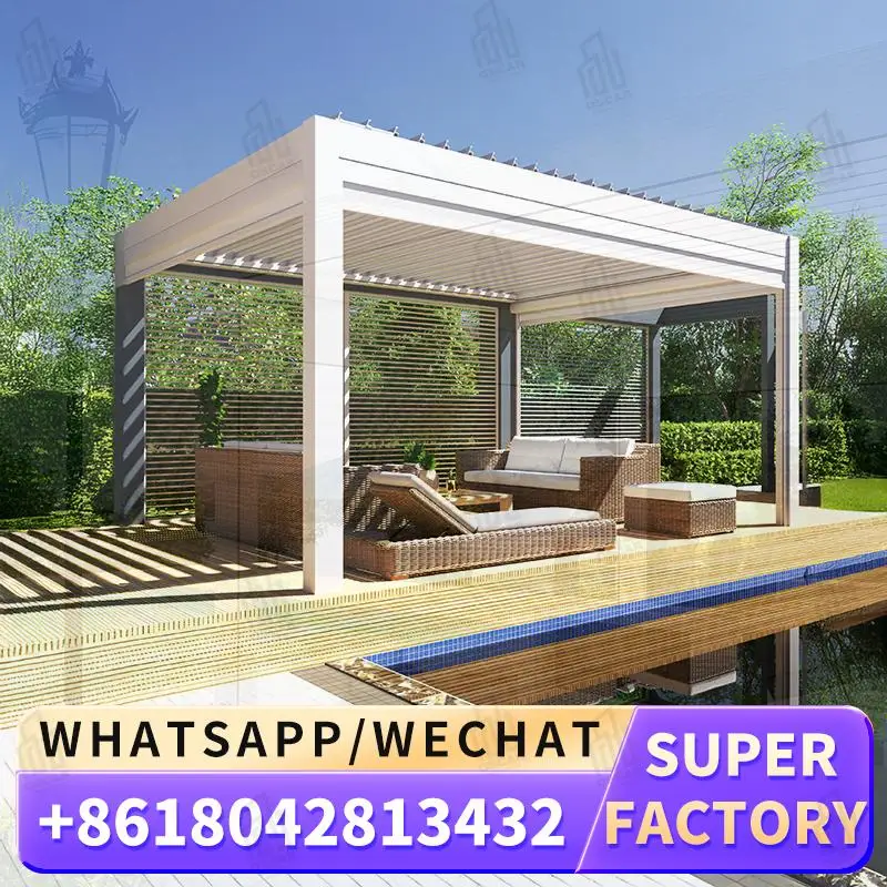 

Easy Assembly Motorized Garden Terrace Aluminum Pergola Customized Roof Outdoor Backyard Patio Louver Pergola