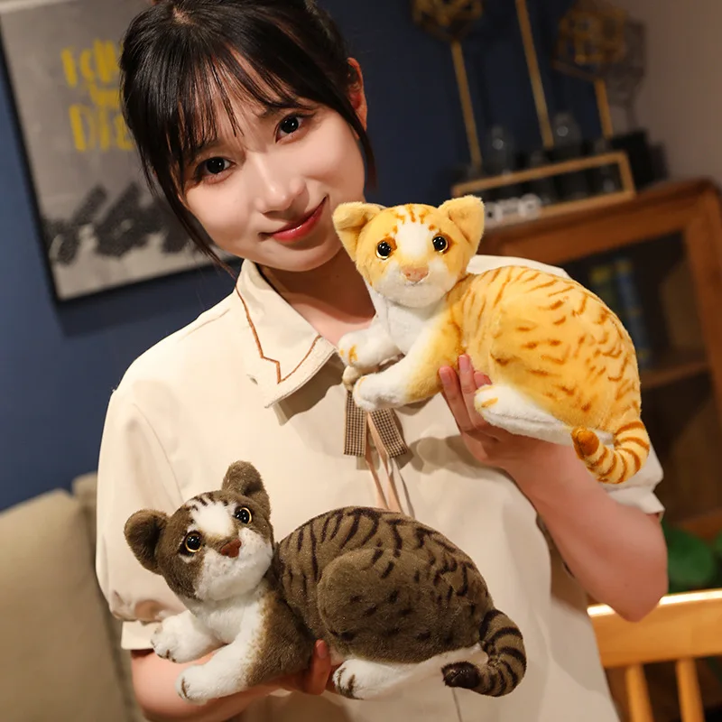 

Simulation Cat Plush Toy Lifelike American Shorthair Cute Kitten Plushies Doll Pet Soft Kids Toys Home Decor Gift for Girls Boy