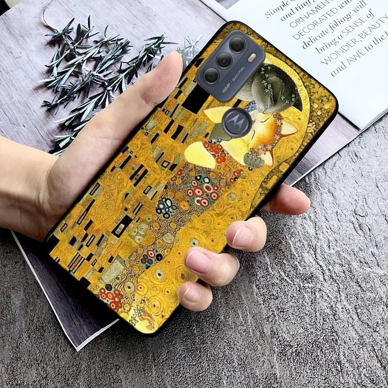 Van Gogh Gustav Klimt Mona Lisa Cat Case For Moto G84 G22 G32 G42 G52 G62 G53 G72 G60 G60S G100 G10 G20 G30 G13 G50 G 5G G Pure