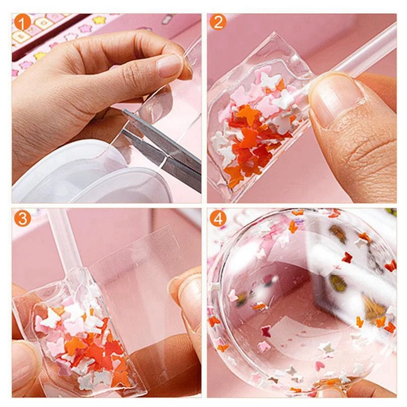 Nanos Kit de cinta de globo de burbujas con pinzas de purpurina, cinta Nano elástica DIY, cintas burbujeantes de doble cara