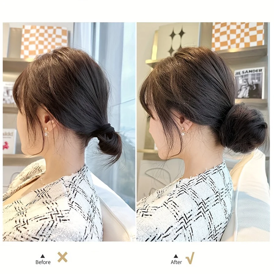 Ekstensi Sanggul rambut sintetis berantakan keriting, hiasan rambut elastis 55g rambut Updo donat Chignon untuk wanita