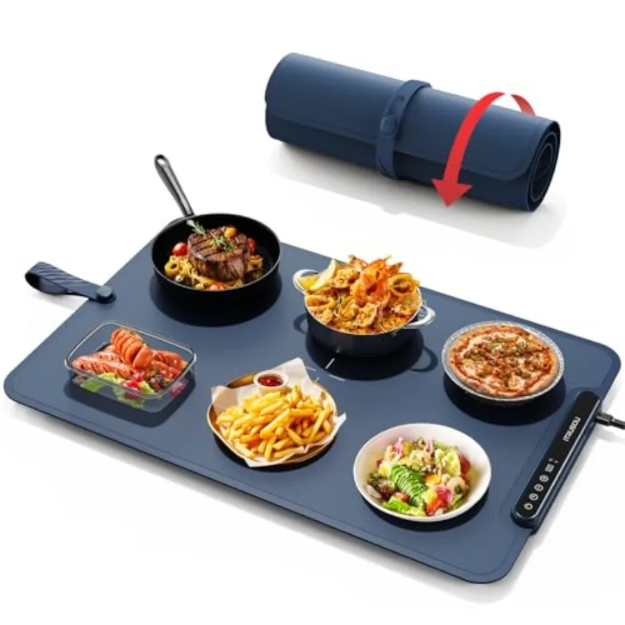 

Warming Mat for Food Electric Warming Tray 99H Continuous Heat 7 Temp Settings Patented Full-Surface Heating °F/°C Switch Flexi
