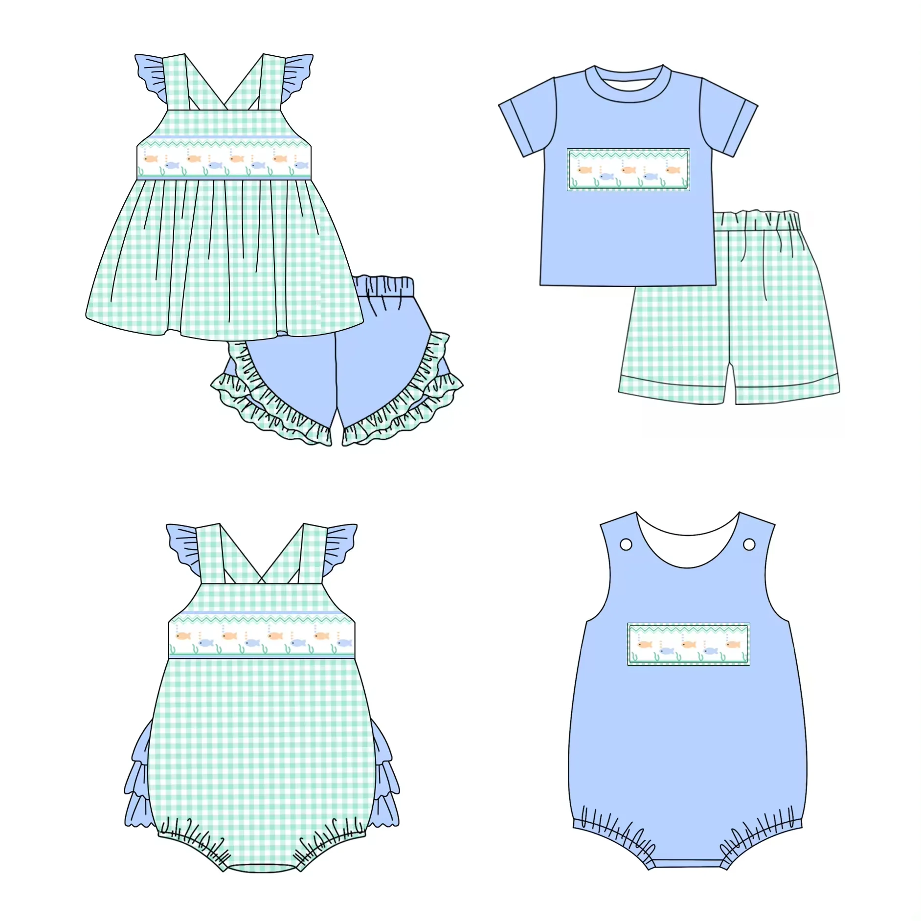 

Wholesale Boutique Children's Sets Summer baby clothes Short Sleeve Shorts Set Romper Jumpsuit Boys Girls Matching Clothes