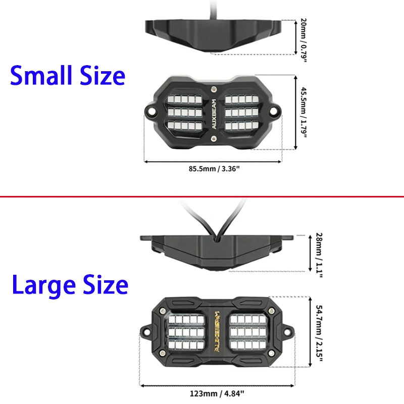 Auxbeam 4/6/8/10pcs Universal RGB LED Rock Lights Car Underbody Ambient Light with APP and Remote Ccontrol