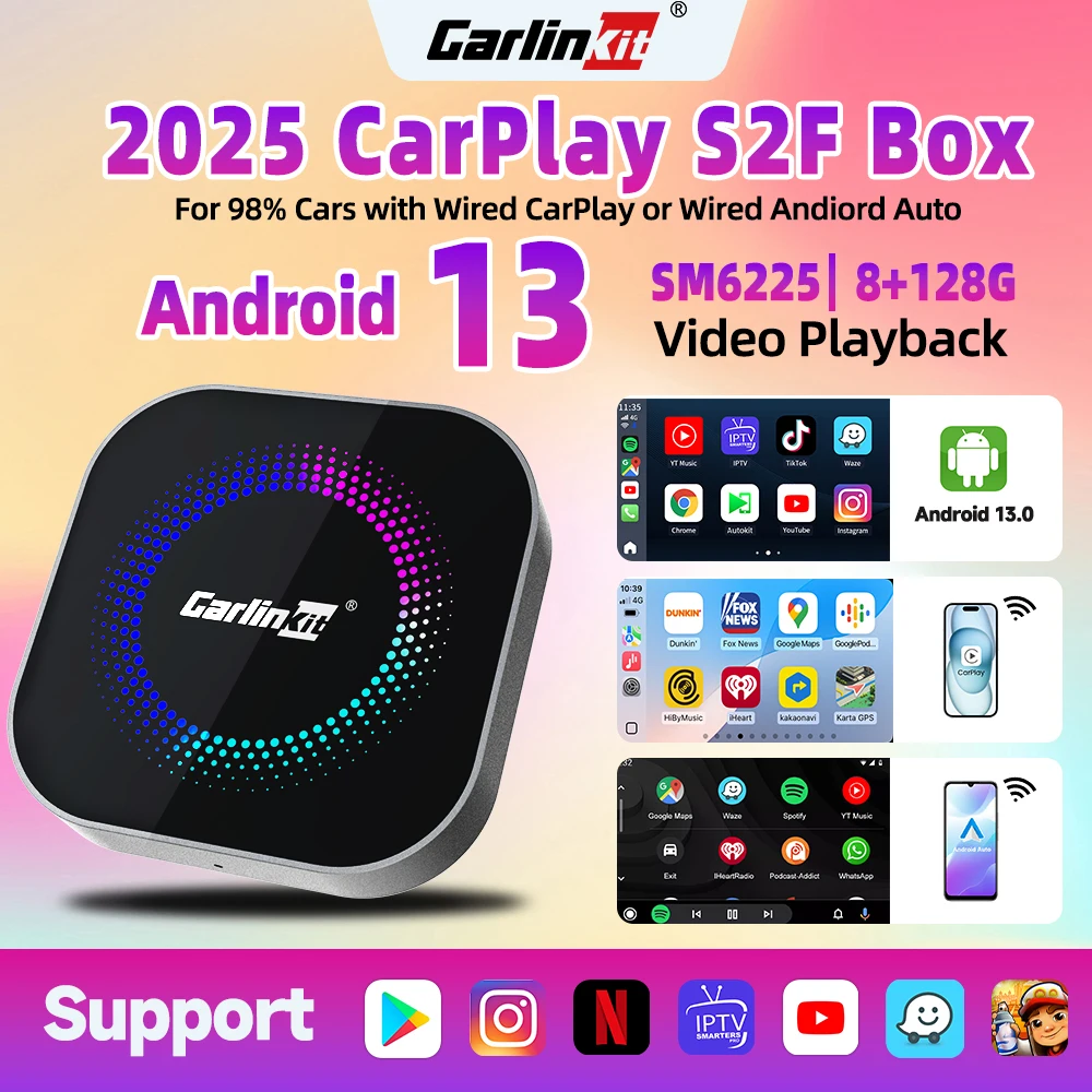 128G CarlinKit Wireless CarPlay سلكي إلى محول CarPlay اللاسلكي توصيل تلقائي QCM6225Car AI BOX التوصيل والتشغيل لـ Youtube Netflix #1