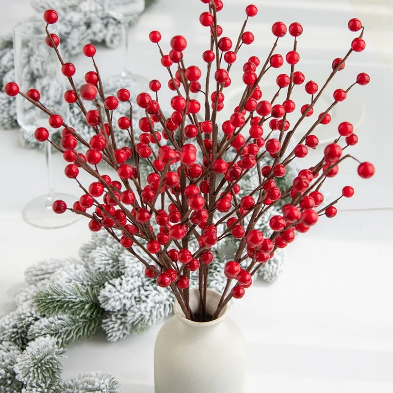 

Artificial plant Holly Little Red Fruit New Year Christmas Home Room Centre Arrangements Wedding Decor Flower Shooting Placement