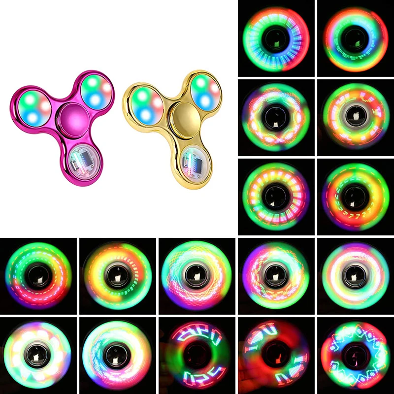 Lumière LED lumineuse créative Fidget Spinner main haut Spinners lueur dans la nuit lumière EDC Figet Spiner doigt soulagement du Stress jouets