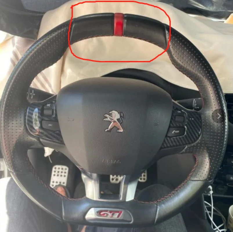 

For Peugeot 208 GTI Hand Sewn Black Suede Black sewing Thread Steering Wheel Cover Special Vehicle Car Accessories