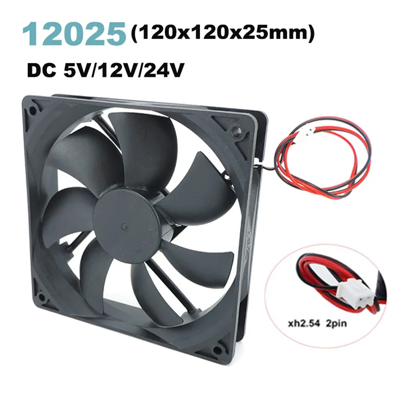 120mm 120x25mm 12V 2Pin DC Brushless BALL BEARING PC Computer Case Cooling Fan 12cm Radiator Ventilador PC Cooler Master L1