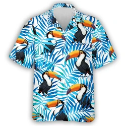 Hip Hop Toucan Birds Graphic Hawaiian Beach Shirt Tropical Bird Aloha Shirts For Men Clothes Fashion Female Blouses Button Tops