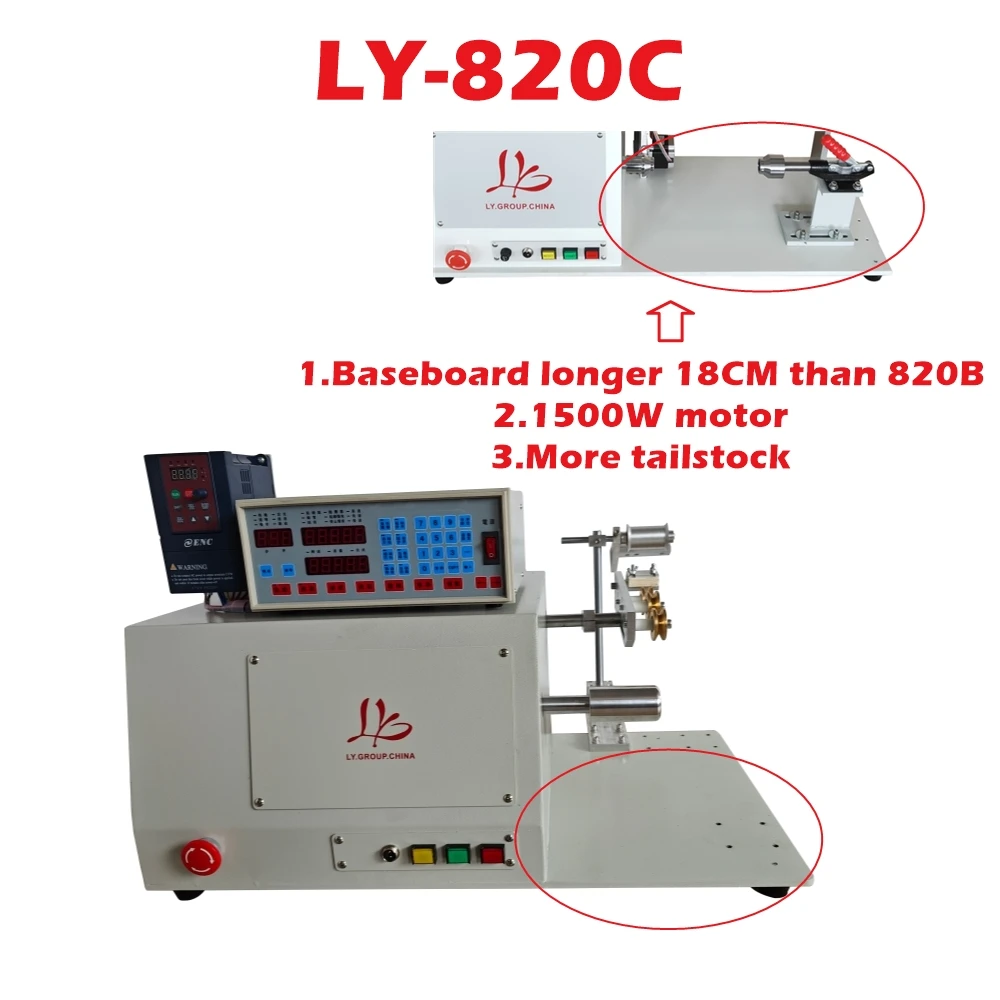 LY Coarse Wire Winding Machine 820B 820C Coil Winder 220V/110V for 0.1-3.5mm 0.1-5.0mm Thick Wire Optional Tailstock High Power