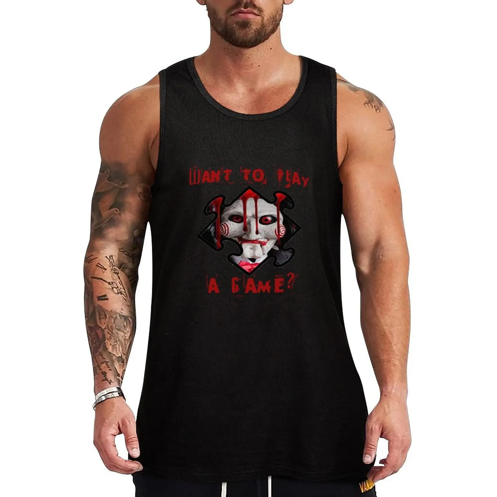 

Jigsaw Billy the Puppet | Want to play a game Tank Top anime top Men's sleeveless t-shirt anime gym