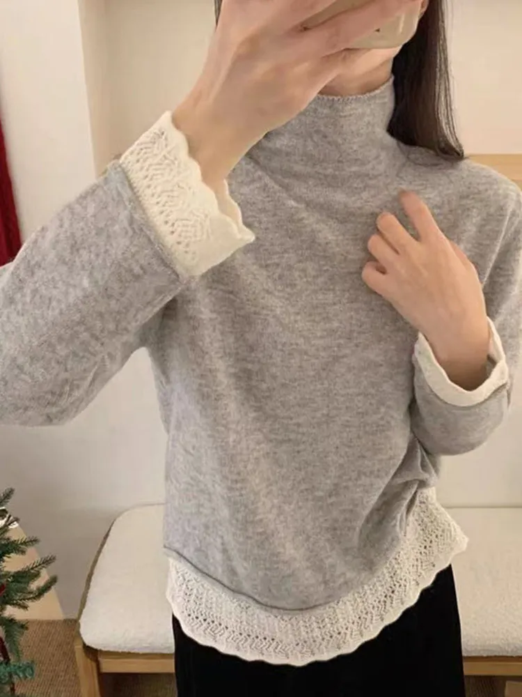 

Корейский вязаный длинный топ с вырезами в Корейском стиле для похудения, дизайн Sensation, новинка зимы, Poetic Lin Commute