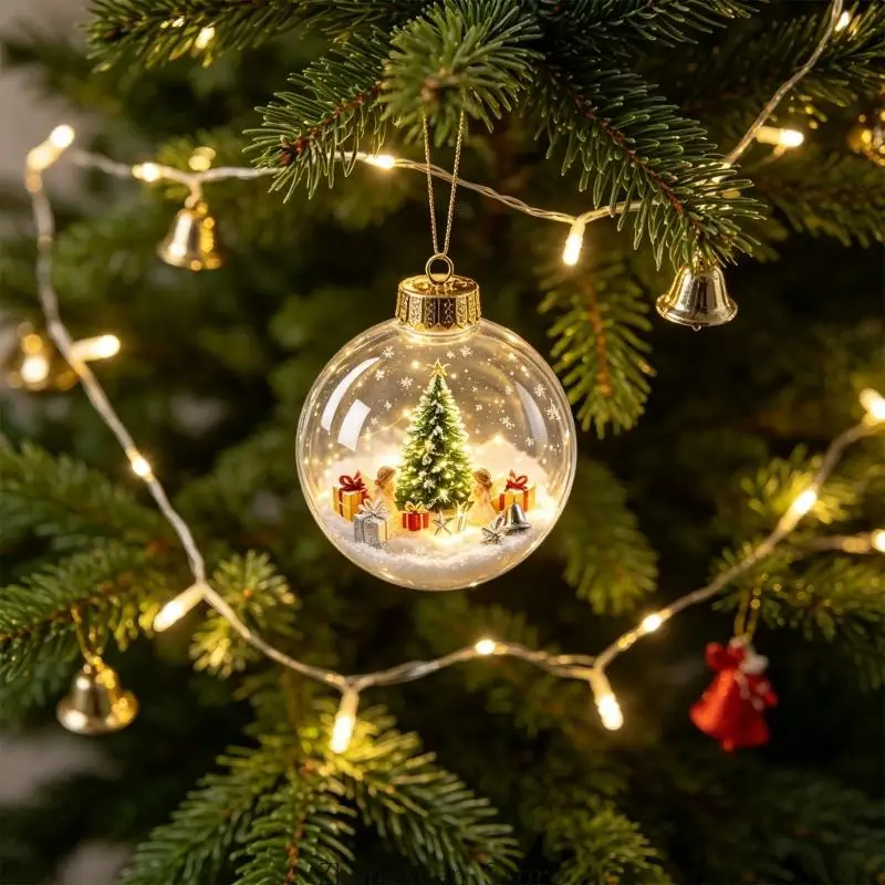 Leuchtende Weihnachtskugel-Ornament mit 3D-Szene für Weihnachtsbaum-Eingänge, Styling 3XUF – Detail 3