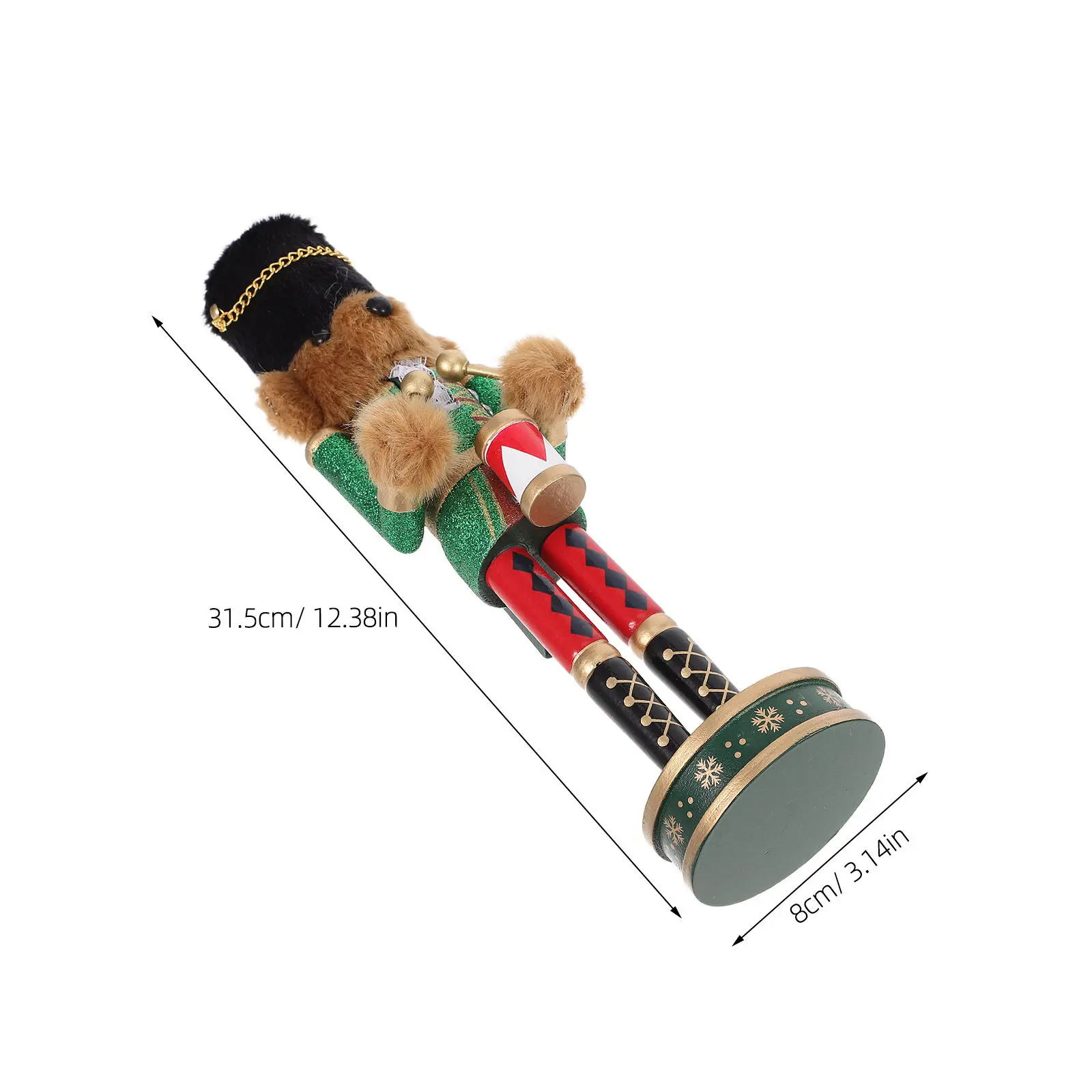 Wooden Nutcracker Bear Soldier Handpainted Traditional Nutcracker Christmas Tree Ornament Holiday Festival Tabletop Decor