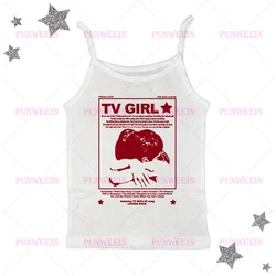 TV Girls Y2k Printed Vest Strap for WOMEN'S Punk Short Sexy Corset Grunge Retro Cool Emo Girl Gothic Fairycore Vest Sleeveless