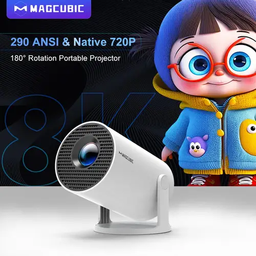 Imagen 1 del producto Magcubibc 8K Wifi6 HY300 Pro proyector Android 14 290 ANSI WIFI Dual Allwinner H726 BT5.4 720P cine en casa portátil al aire libre