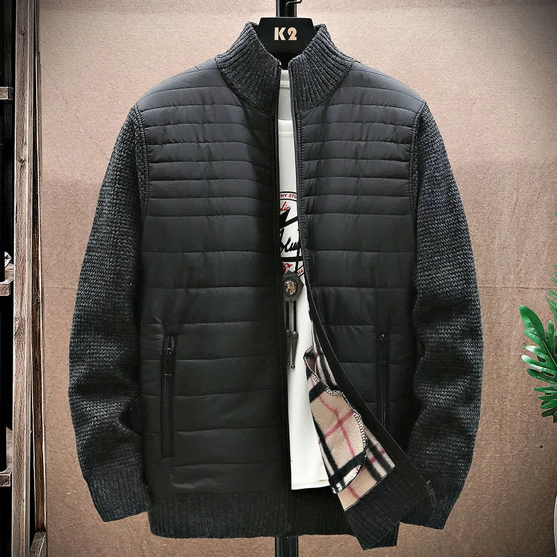 Men Knitted Cardigans Sweater Winter Warm New Stand-up Collar Zipper Cardigan SweatersCoat Jacket Casual Fashion Men Clothing