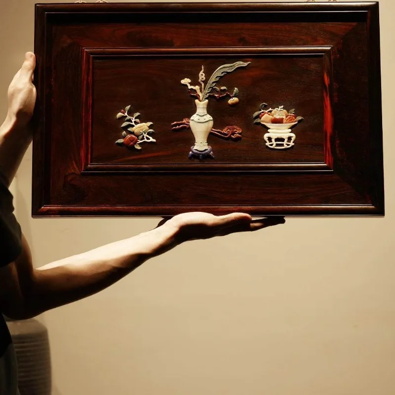 Hanging screen solid wood new Chinese style living room background wall entrance decoration pendant gift