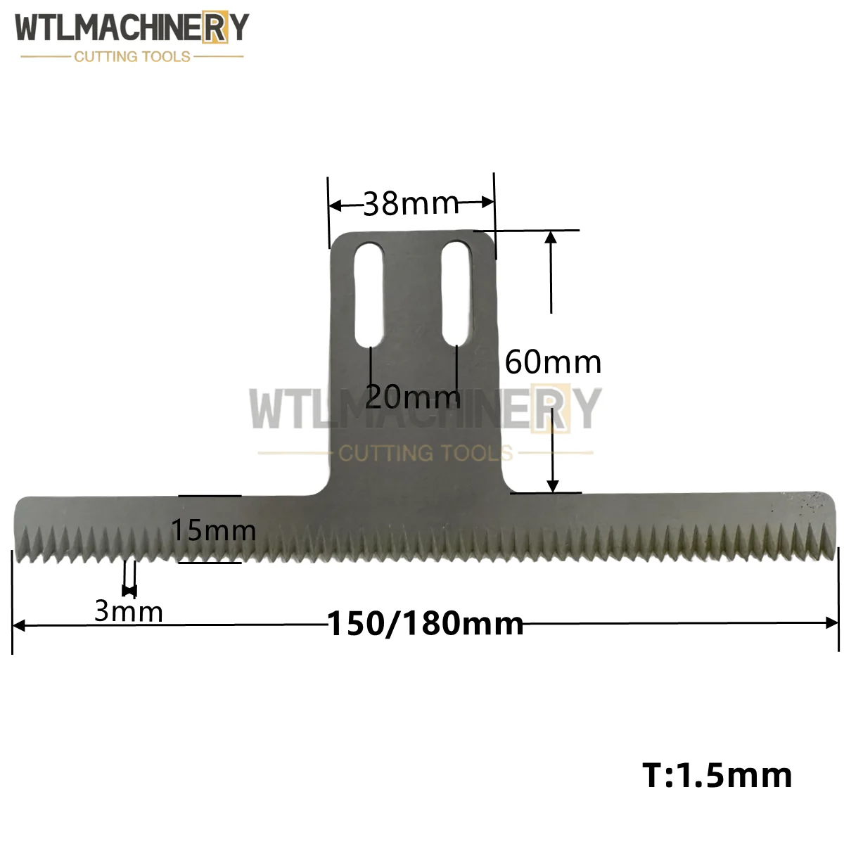 2Pcs Horizontal Sealing Machine Tooth Cutting Blade T Shape White Steel L:150/180mm For Vertical Packing Machine