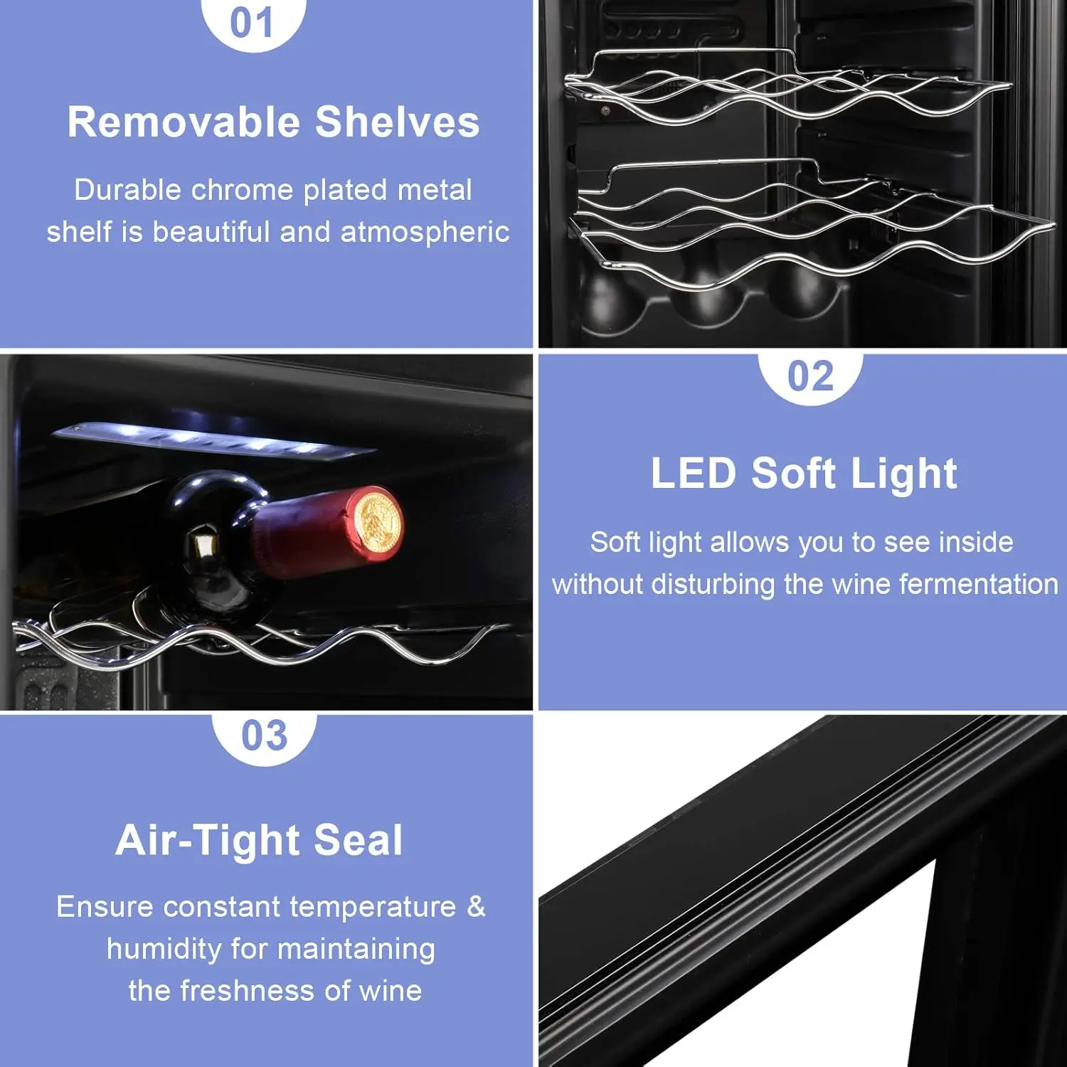 Frigobar para Vinhos com Capacidade para 18 Garrafas, Refrigerador de Vinhos com Compressor, Chiller de Bebidas com Digital, Personalizado