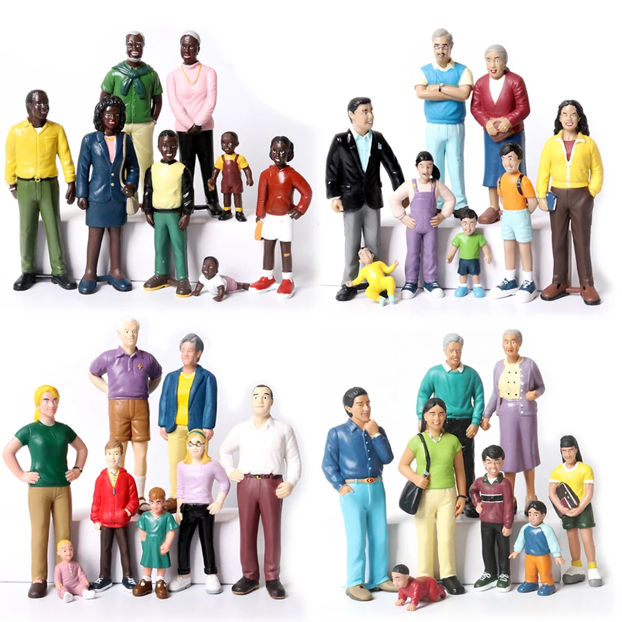 Realistic Multi-Cultural Families Inclusion of Multiple Generations,From Baby to Grandparents Plastic Pretend Play Figures Toys