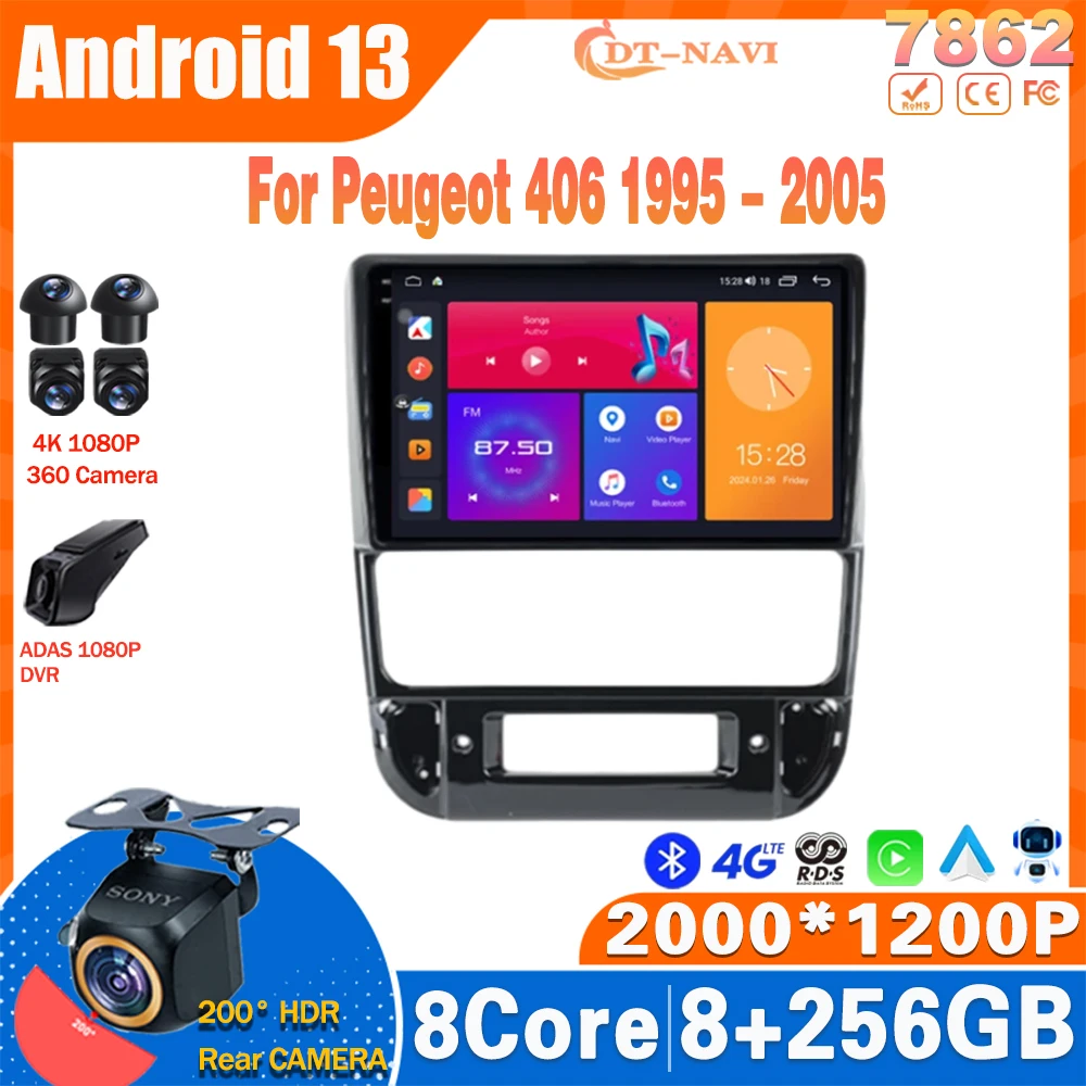 

Android 13 For Peugeot 406 1995 - 2005 Navigation GPS Car Radio Android Auto Stereo Head Unit 4G Bluetooth Wifi No 2din DVD dsp