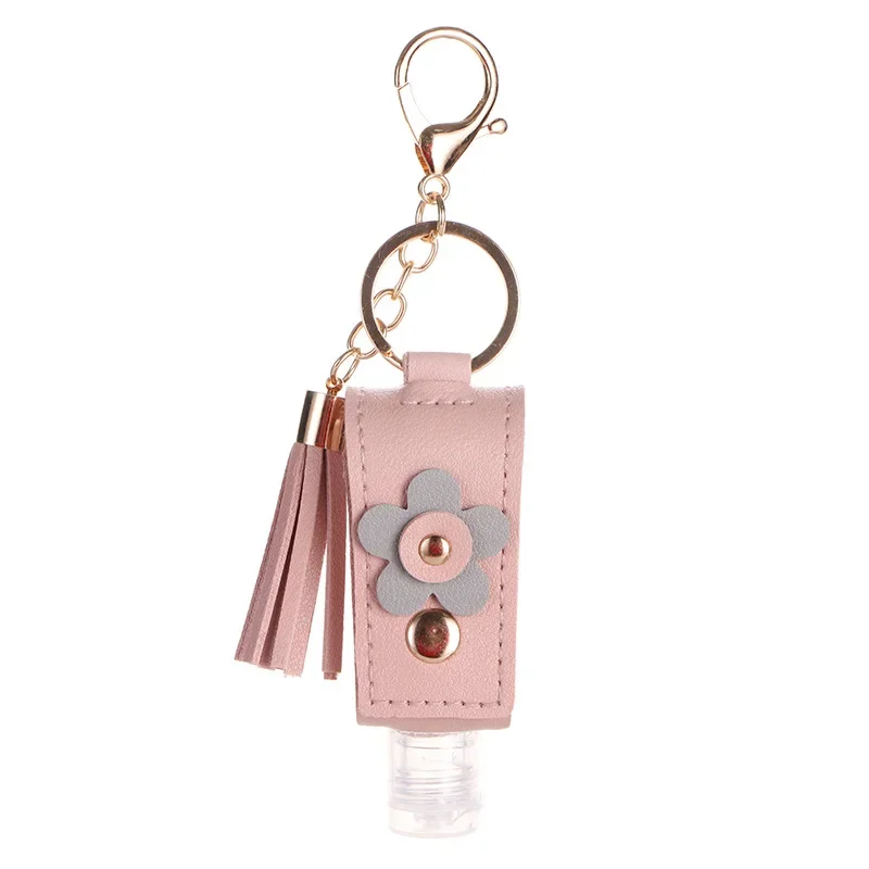 1개 30ml 미니 재사용 가능한 병 손 세정 젤 보관 병 뚜껑 포함 손 소독제 꽃 열쇠고리 홀더 스킨케어 도구