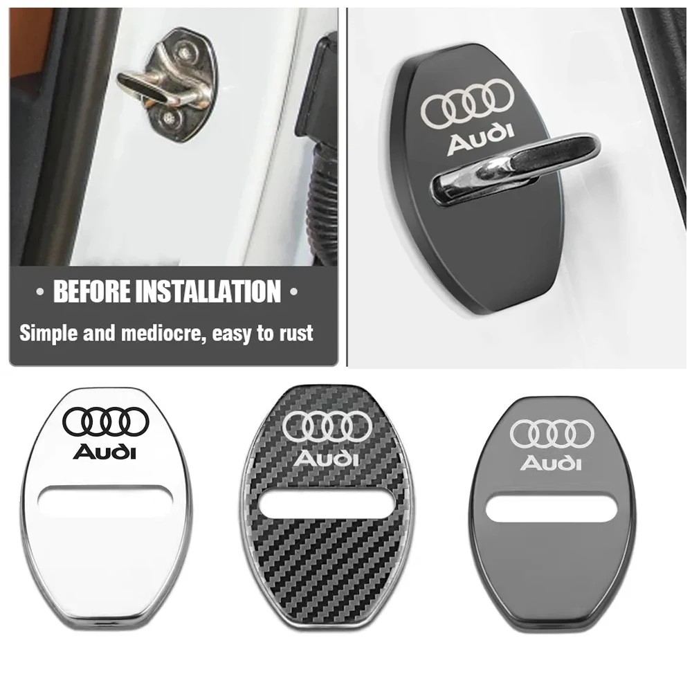 4PCS Car Door Lock Cover Case For Audi Sline A6 A4 A3 A7 A5 Q3 Q5L Q7 Q2 S4 S5 S6 S7 S8 TT RS3 RS4 RS5 RS6 TTS Accessories