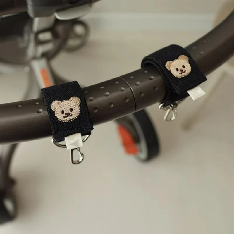 Baby Stroller Hooks for Hanging Mommy Bags Embroidered Bear Cartoon Hook Durable Universal Pushchair Clip Diaper Bag Accessories