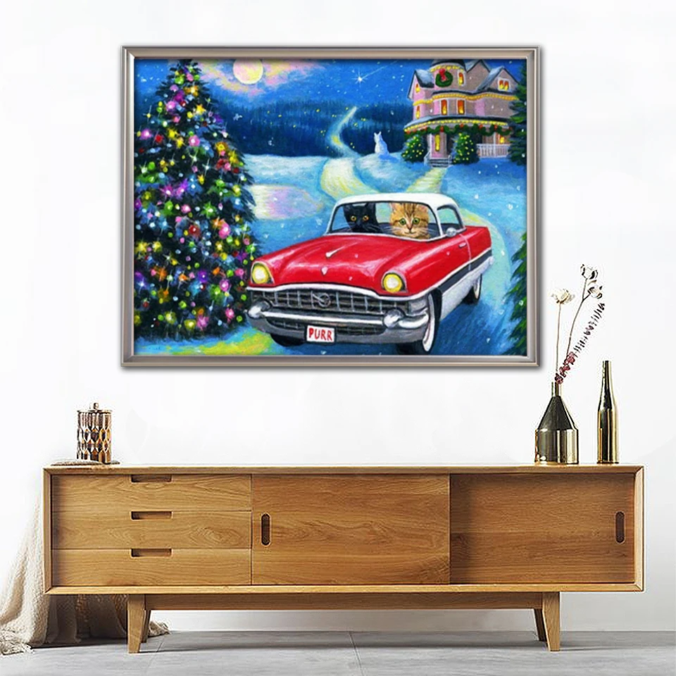 Christmas AB 5D DIY Diamond Painting Snow Cartoon Town Handmade Gifts Diamond Embroidery Car Cartoon Cross Stitch Decorations