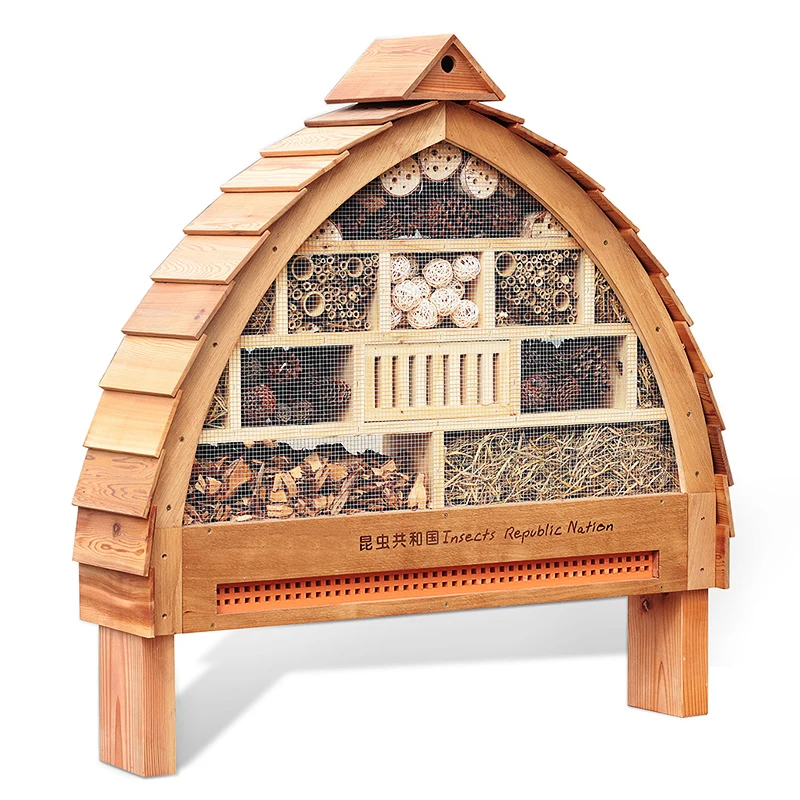 

Luxury Insect Hotel XXL, 101x 23x109 cm in Arch Shape - Two Sections Natural Wooden Hotel Bee Bug House/Hotel (Classic)/