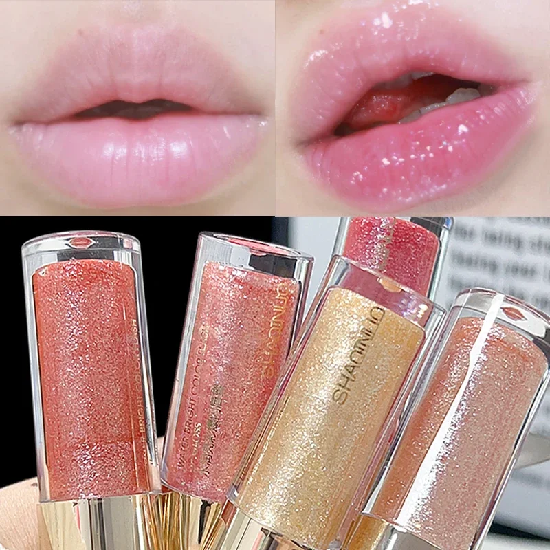 Sparkle Fine Glitter Lip Gloss Moisturizing Non-Stick Cup Lip Glaze Lasting Shimmer Shiny Liquid Lipstick Korean Makeup Cosmetic