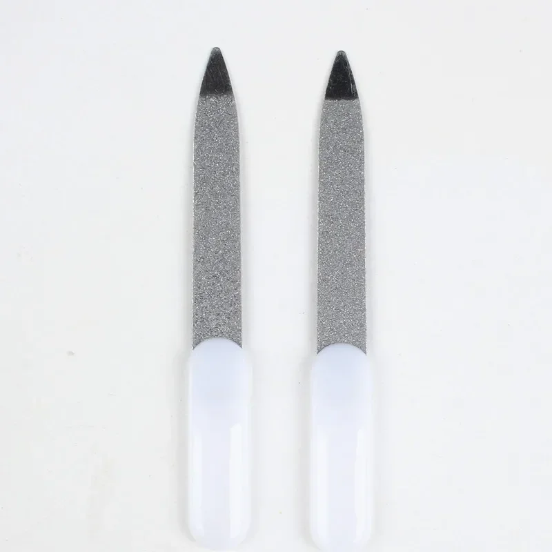 5 ชิ้น/เซ็ตโลหะสองด้านเล็บไฟล์สีดํา Handle Strong Edge เล็บ Sharpening Nail Grooming Beauty Pedicure เล็บเท้า Care
