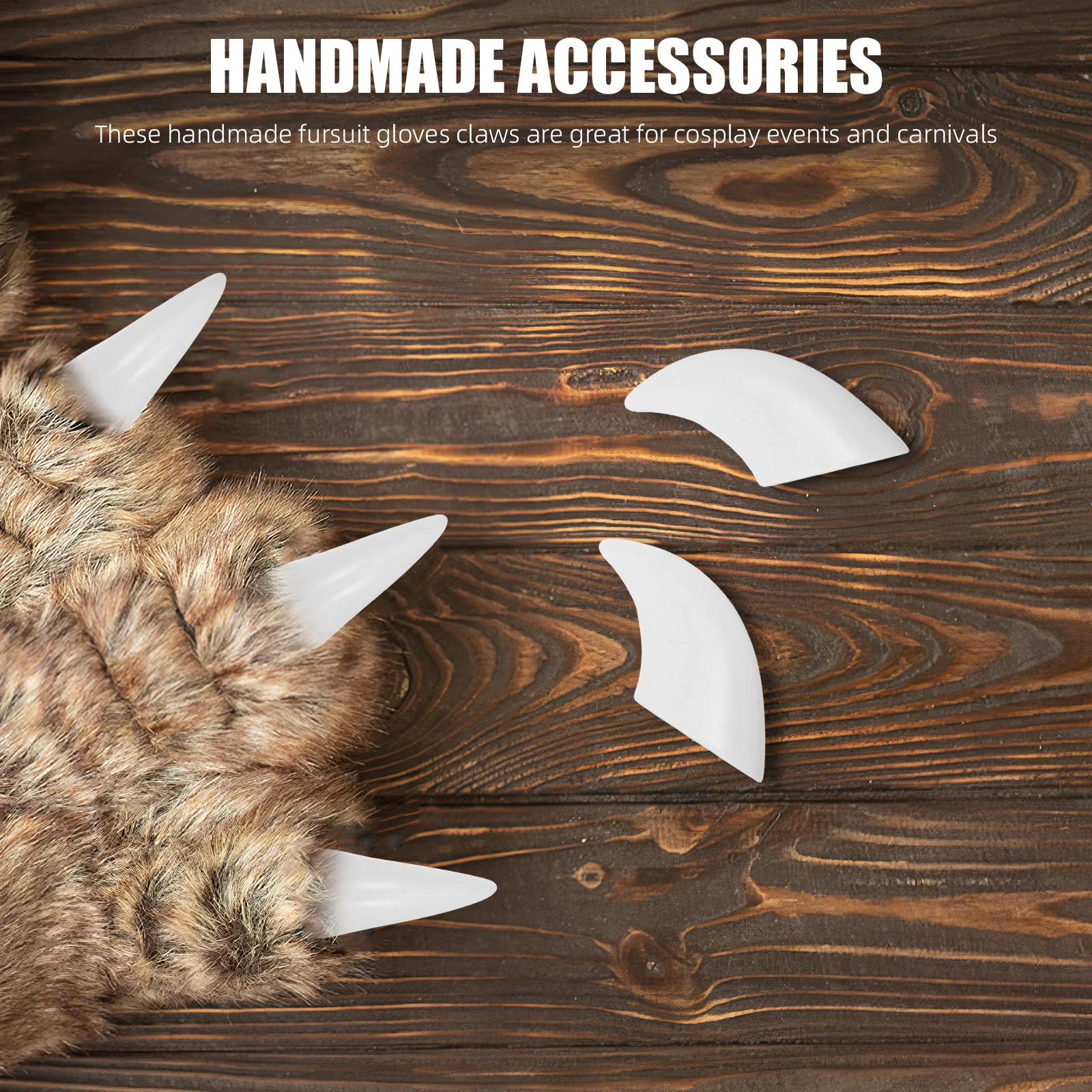 

8pcs Diy Claw Nail Tips Fursuit Paws Gel Animal Claws Realistic Fake Nails For Cosplay Halloween Costume Party Press-On