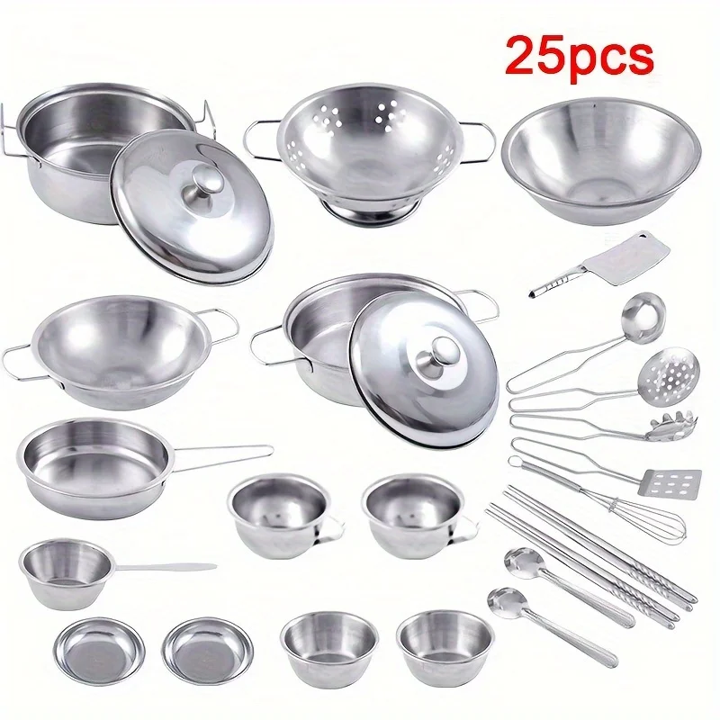 25PCS Kitchen Set Pretend Play Simulated Kitchen mini Toy Children Role Playset Cooking Set Educational Gift for Kids Girls Boy