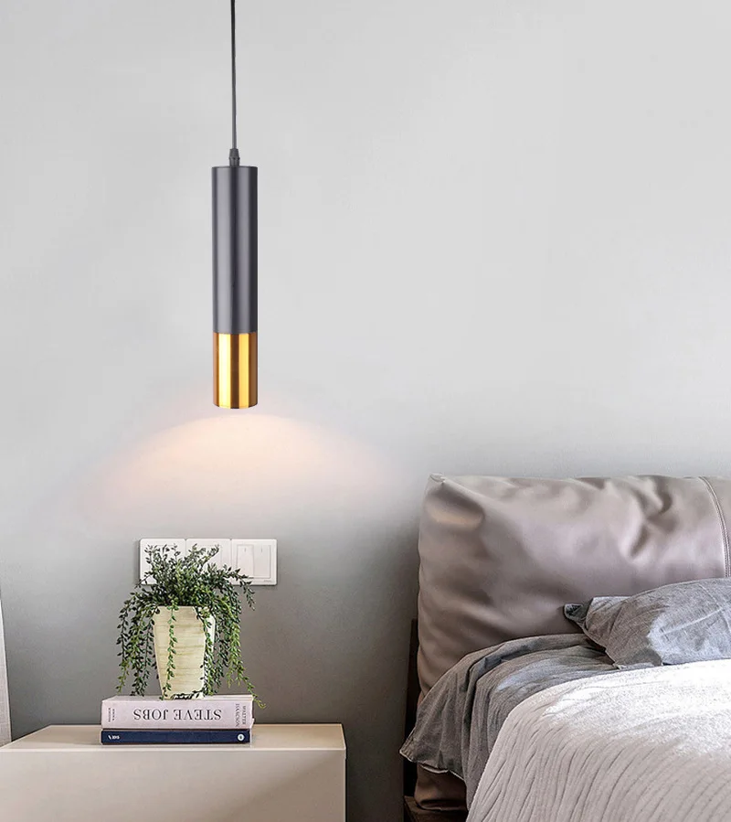 Modern Ceiling Lamp Wire Chandelier Cylindrical Long Tube Chandelier Suspended Kitchen Lamp Wire Length Adjustable No Dimmable
