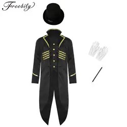 Kids Medieval Renaissance Steampunk Tailcoat Uniform Victorian Gothic Tuxedo Suit Carnival Halloween Cosplay Costume Fancy Dress